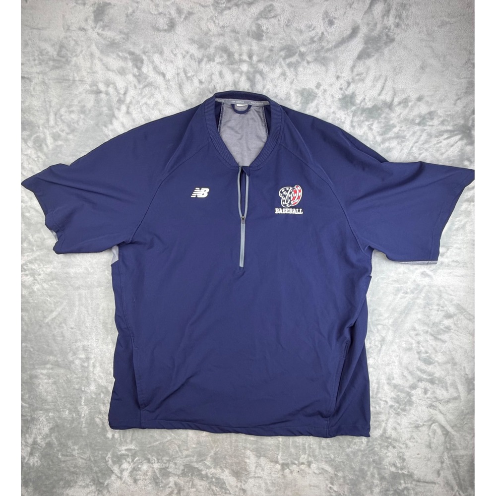 New Balance Cage Jacket Mens XL 1/4 Zip Blue Washington Nationals Baseball